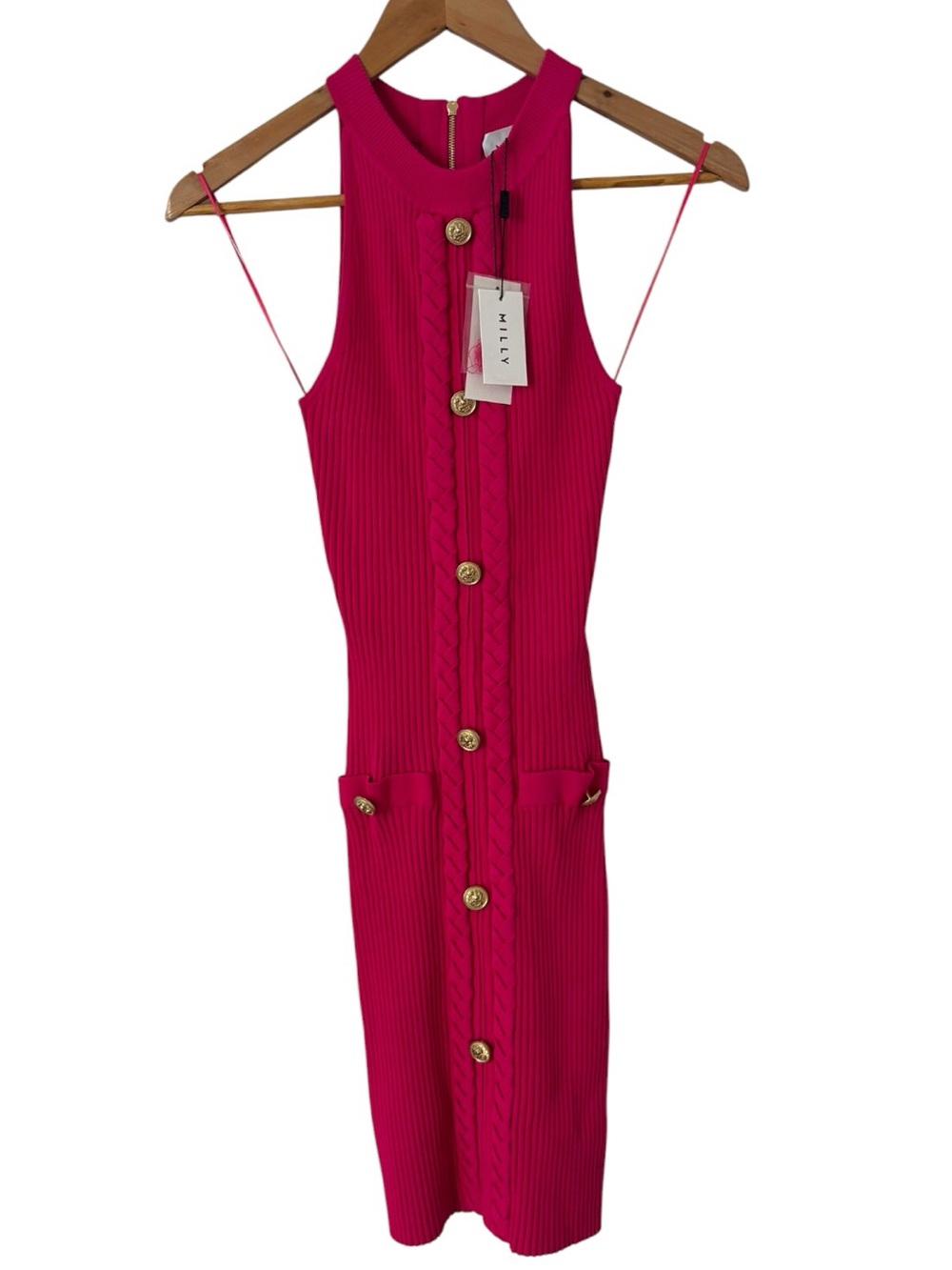 Milly Braided Trim Halter Dress - Picture 2 of 5